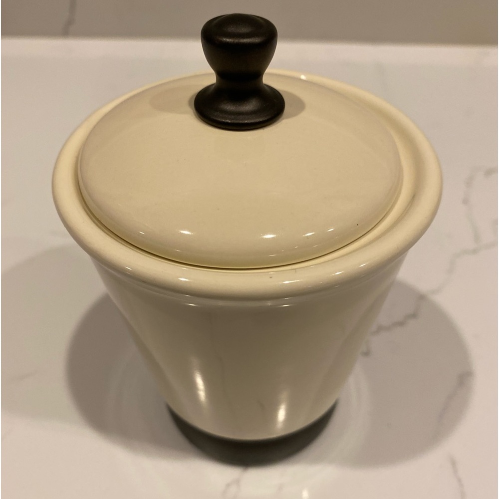 EUC InterDesign Beige/Bronze Ceramic/Metal Lidded Jar